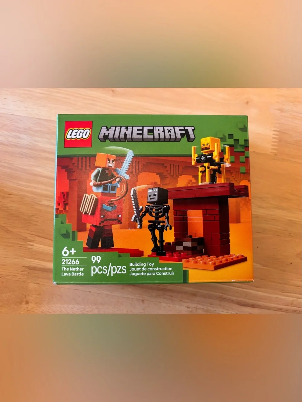 LEGO Minecraft The Nether Lava Battle Kids Building Set - Orange/Black 99 piece